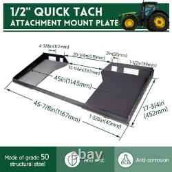 1/2 Skid Steer Mount Plate Adapter Loader Quick Tach Attachment For Bobcat