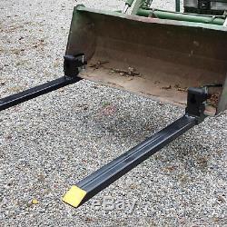 2000lbs Clamp on Pallet Forks Loader Bucket Skidsteer Tractor Chain Bar