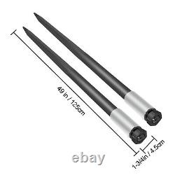 2pcs 49 Square Hay Bale Spear 4000lbs Capacity 1 3/4 Wide Skidsteer Spike Fork