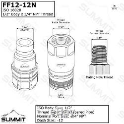 3/4 NPT Flat Face Hydraulic Quick Connect Coupler Skid Steer Bobcat 2 Sets