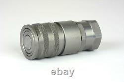 3/4 NPT Pair Hydraulic Flat Face Quick Coupler Skid Steer Bobcat ISO 16028