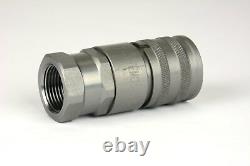 3/4 NPT Pair Hydraulic Flat Face Quick Coupler Skid Steer Bobcat ISO 16028