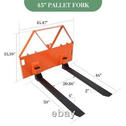 46 Skid Steer Pallet Forks, 3200Lbs Capacity, Skid Steer Forks Attachment