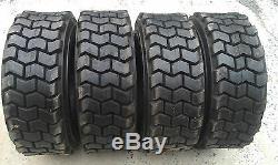 4 10X16.5 Skid Steer Tires 10-16.5 10 ply rating-HEAVY DUTY, non directional