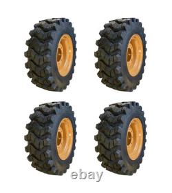 4-10-16.5 SKS-9 Skid Steer Tires/Rims for Case-10X16.5-12PLY (SKS753 STYLE)