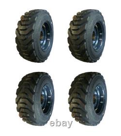 4-HD 12-16.5 SKS-8 Skid Steer Tires/Rims, Case, New Holland Gray-12X16.5-14 PLY