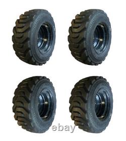 4-HD 12-16.5 SKS-8 Skid Steer Tires/Rims, Case, New Holland Gray-12X16.5-14 PLY