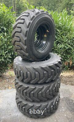 4-HD 12-16.5 SKS-8 Skid Steer Tires/Rims, Case, New Holland Gray-12X16.5-14 PLY