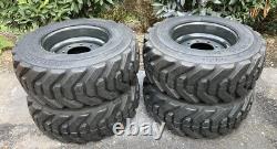 4-HD 12-16.5 SKS-8 Skid Steer Tires/Rims, Case, New Holland Gray-12X16.5-14 PLY