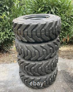 4-HD 12-16.5 SKS-8 Skid Steer Tires/Rims, Case, New Holland Gray-12X16.5-14 PLY