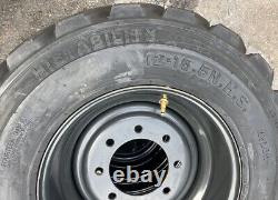 4-HD 12-16.5 SKS-8 Skid Steer Tires/Rims, Case, New Holland Gray-12X16.5-14 PLY