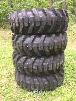 4 NEW 10-16.5 Galaxy Skid Steer Tires & Wheels/Rims for Bobcat -10 ply-10X16.5