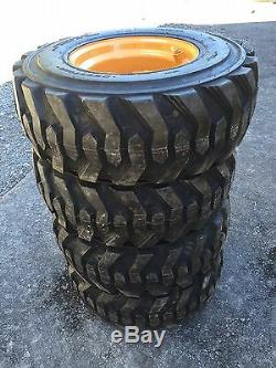 4 NEW 12-16.5 Deestone Skid Steer Tires & Rims for Case 1845C 12X16.5