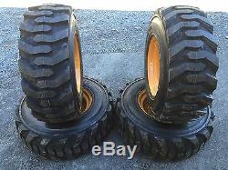 4 NEW 12-16.5 Deestone Skid Steer Tires & Rims for Case 1845C 12X16.5