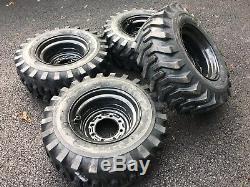 4 NEW Camso 12-16.5 Skid Steer Tires/wheels/Rims for John Deere & more- black