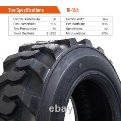 4 Pack 10-16.5 Skid Steer Tires 10 Ply Heavy Duty Loader Tire For Bobcat 10x16.5