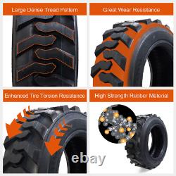 4 Pack 10-16.5 Skid Steer Tires 10 Ply Heavy Duty Loader Tire For Bobcat 10x16.5