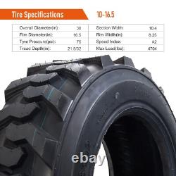 4-Pack 10-16.5 Skid Steer Tires SKS 10x16.5 Heavy Duty 10PR 50% Longer Wear Life