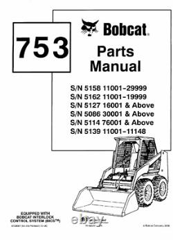 Bobcat 753 Skid Steer Loader Service Shop Repair & Parts Manual Pdf Usb