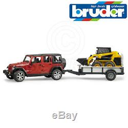 Bruder Toys 02925 Jeep Wrangler Rubicon + Trailer + Cat Skid Steer Loader 116