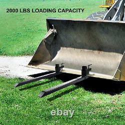 Clamp on Pallet Forks Loader Bucket 2000lbs 43 Heavy Duty Chain Skidsteer