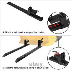 Clamp on Pallet Forks Loader Bucket 2000lbs 43 Heavy Duty Chain Skidsteer