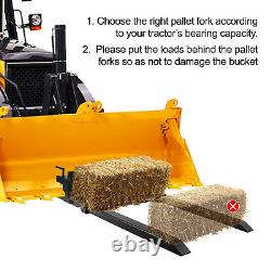 Clamp on Pallet Forks Loader Bucket 4000lbs Capacity 43 Skidsteer Tractor Chain