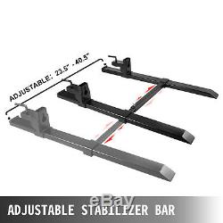 Clamp on Pallet Forks Loader Skidsteer With Adjustable Stabilizer Bar 1500lbs