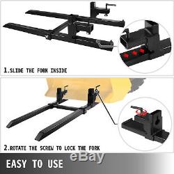 Clamp on Pallet Forks Loader Skidsteer With Adjustable Stabilizer Bar 1500lbs