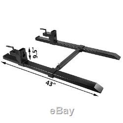 Clamp on Pallet Forks Loader Skidsteer With Adjustable Stabilizer Bar 1500lbs