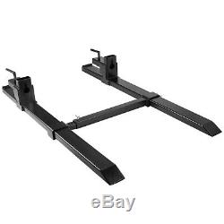 Clamp on Pallet Forks Loader Skidsteer With Adjustable Stabilizer Bar 1500lbs