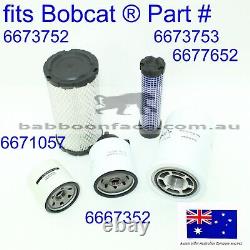 Fits Bobcat Air Cleaner Fuel Engine Hydraulic Oil Filter Service Kit 463 MT52