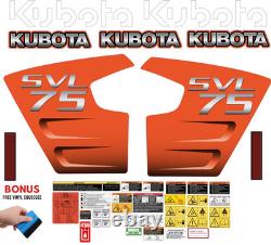 Fits KUBOTA SVL75 Decal Kit Skid Steer / safety decals /3M VINYL/ FREE SHIPPING