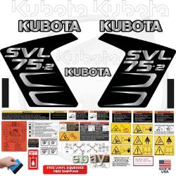 Fits Kubota SVL75-2 Complete Decal Kit Skid Steer Stickers Black Version