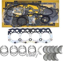 Gasket Kit+4 PCS Piston Rings+Bearing Kit for 3044C Caterpillar 262C Skid Steer
