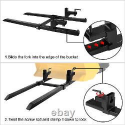 HD 2000lbs Clamp on Pallet Forks Loader Bucket Skidsteer Tractor Chain Bar