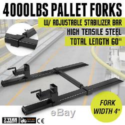 HD 4000lbs Clamp on Pallet Forks Loader Bucket Skidsteer Tractor Chain Bar
