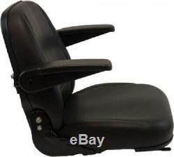 High Back Black Seat For Forklift, Skid Loader, Backhoe, Dozer, Telehandler #ta