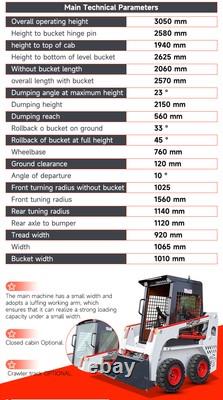 Kubota D1105 1.4-Ton Skid-Steer Loader with 25/35 HP & 3-in-1 Attachment, EPA Di