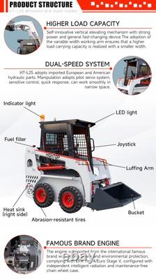 Kubota D1105 1.4-Ton Skid-Steer Loader with 25/35 HP & 3-in-1 Attachment, EPA Di