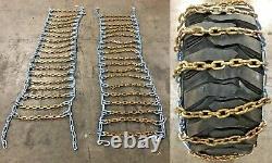 New (2) Heavy Duty Skid Steer Tire Chain 10x16.5 10-16.5 8mm Square Link Bobcat