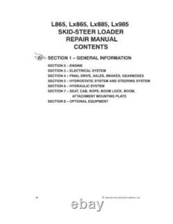 New Holland L865, Lx865, Lx885, Lx985 Skid Steer Loader Service Manual Repair Shop
