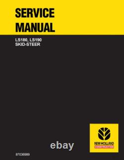 New Holland LS180, LS190 Skid Steer Loader Service Manual Repair Shop Book