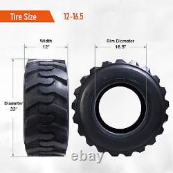Set 4 12-16.5 Skid Steer Loader Tires 12PR 12x16.5 SKS Heavy Duty Tubeless Tire