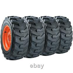 Set of Carlisle 10x16.5 Guard Dog HD Skid Steer Tires and Wheels Bobcat