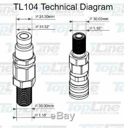 TL104 3/4 ORFS Flat Face 1/2 Hydraulic Quick Connect Coupler Bulkhead Skid Steer