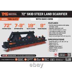 TMG-SLR72 Skid Steer Land Leveler Ripper Scarifier with Rake 72 MODEL WE SHIP