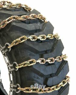 Titan Alloy Square Link Tire Chains 2 Link Space Skid Steer 8mm 12-16.5