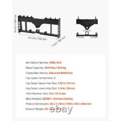 Uimoso 45 Skid Steer Pallet Frame with2 Hitch Receiver and Spear Sleeves 4000lbs