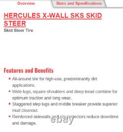 5,70 12 Nouveau Hercules R-4 Xtra-Wall 4 Ply Pneu pour chargeuse compacte 5,70-12 5,70x12 ATD